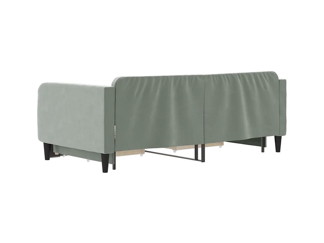 Slaapbank onderschuifbed en lades 90x190 cm fluweel lichtgrijs NL27736
