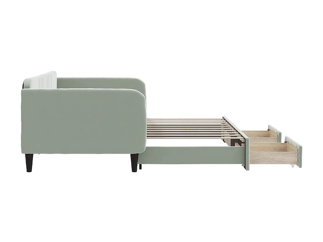 Tagesbett Ausziehbar,Ausziehbett mit Schubladen Hellgrau 90x190 cm Samt -gkd32260