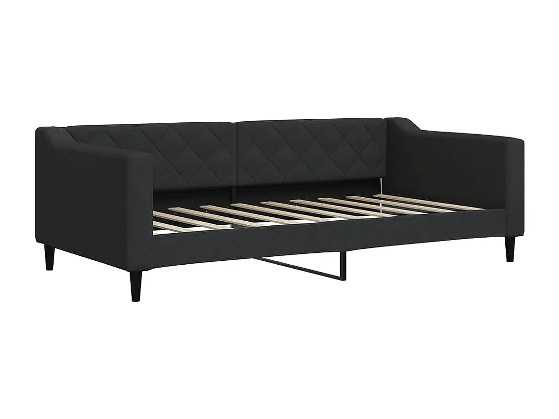 Tagesbett Ausziehbar,Ausziehbett mit Schubladen Schwarz 90x190 cm Stoff -gkd96511