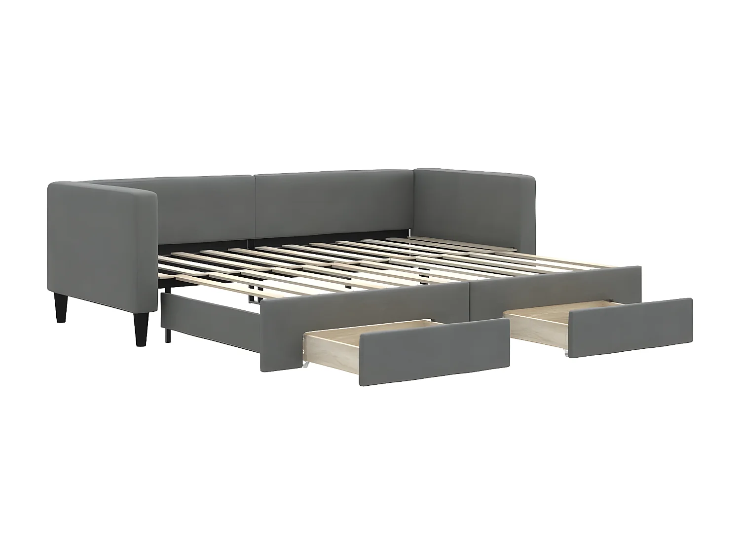 Cama dupla e gavetas 80x200 cm tecido cinzento-escuro PT964942