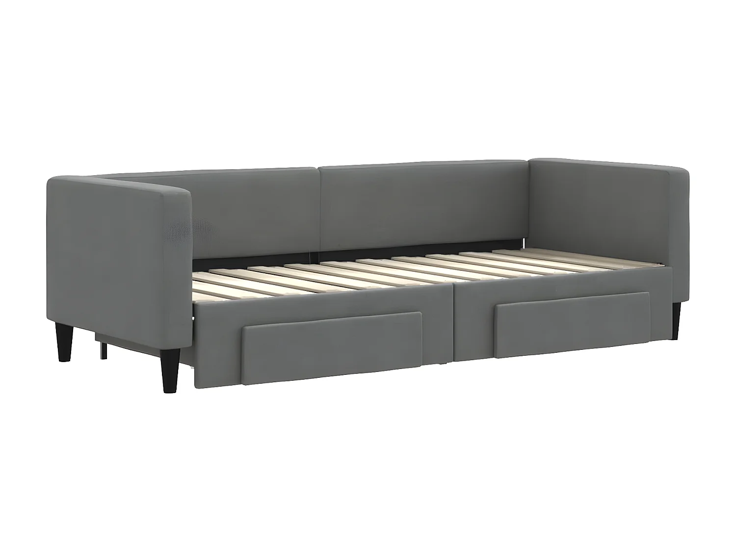 Cama dupla e gavetas 80x200 cm tecido cinzento-escuro PT964942