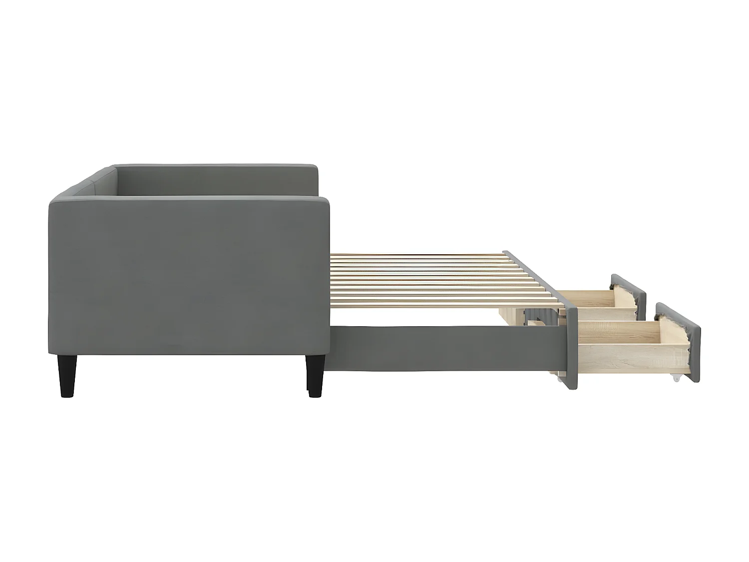 Cama dupla e gavetas 80x200 cm tecido cinzento-escuro PT964942