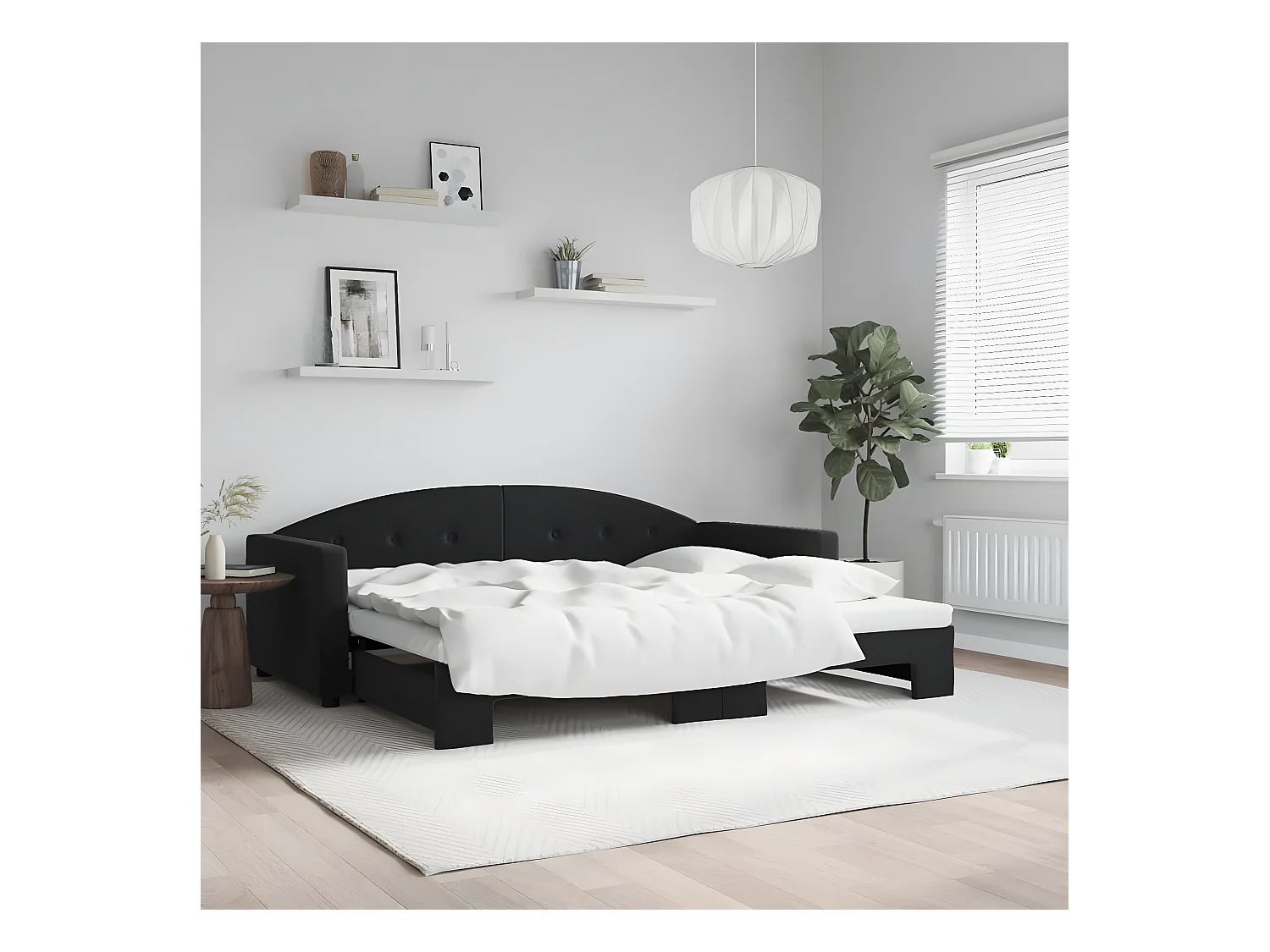 Lit gigogne noir 90x190 cm velours WVGQ7001