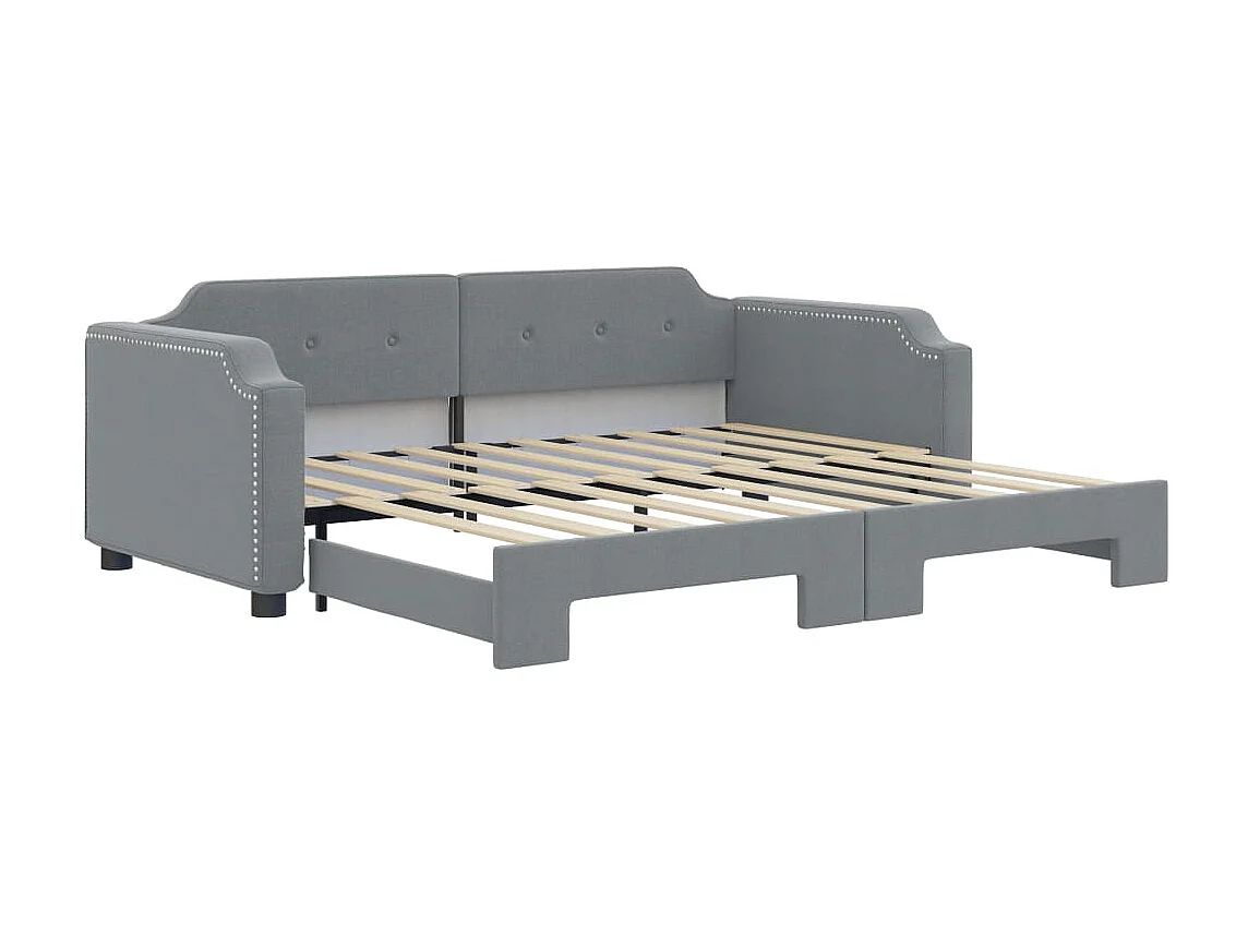 Lit gigogne gris clair 90x190 cm tissu WVGQ1072