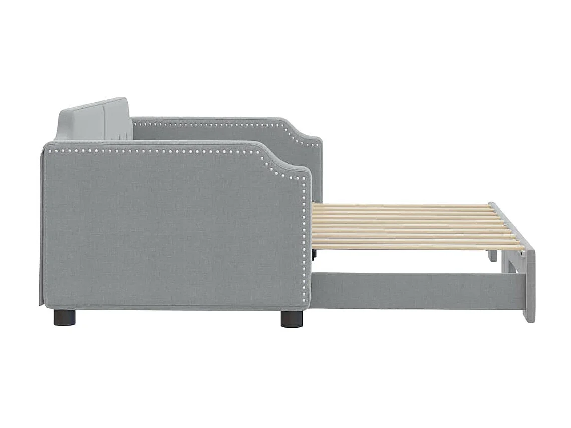 Lit gigogne gris clair 90x190 cm tissu WVGQ1072