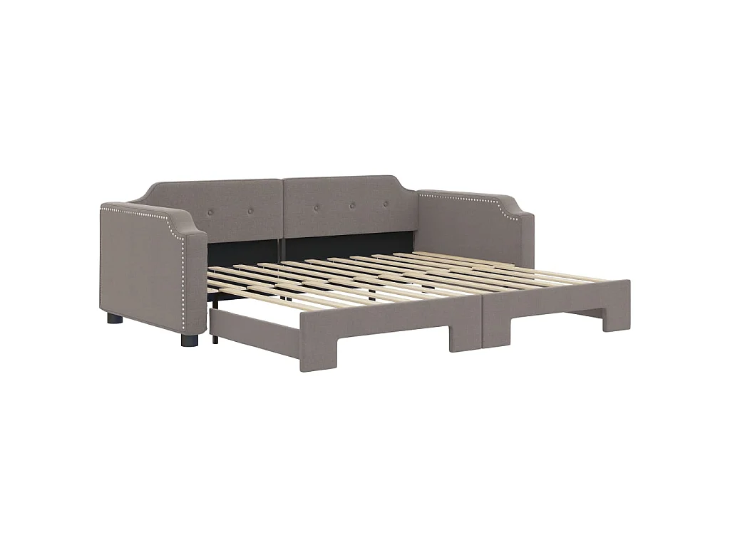 Lit gigogne taupe 80x200 cm tissu WVGQ3019