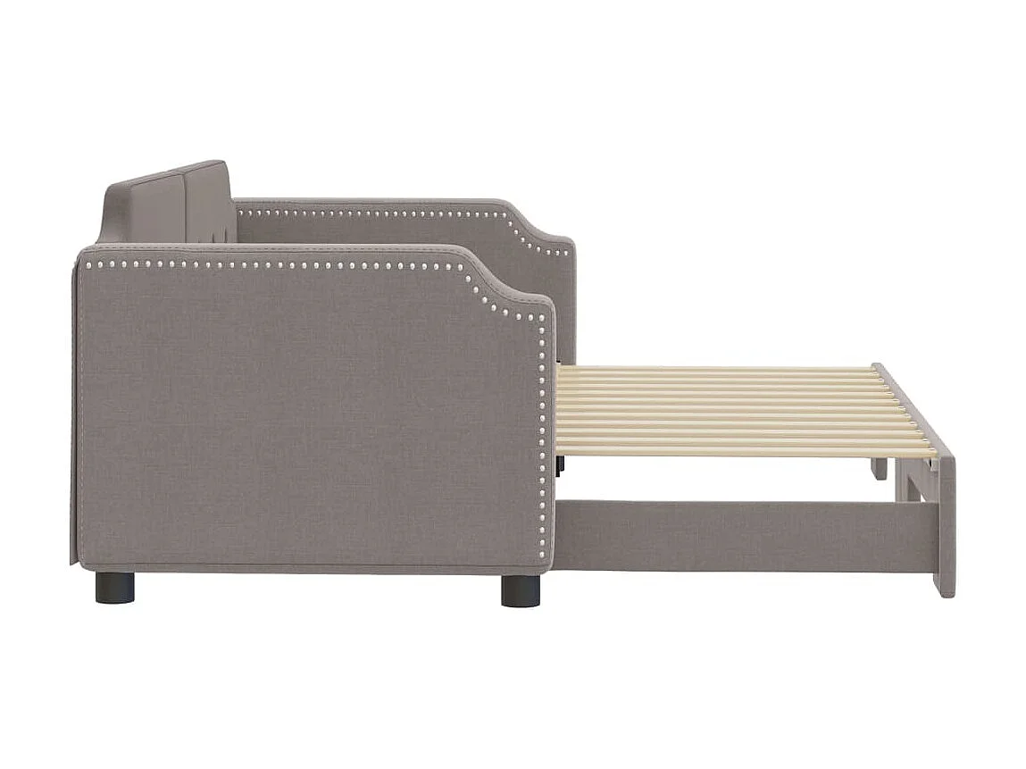 Cama dupla com gavetão 80x200 cm tecido cinzento-acastanhado PT718336