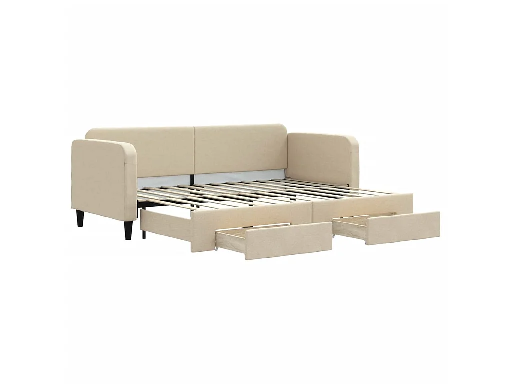Cama dupla com gavetão e gavetas 80x200 cm tecido cor creme PT176485