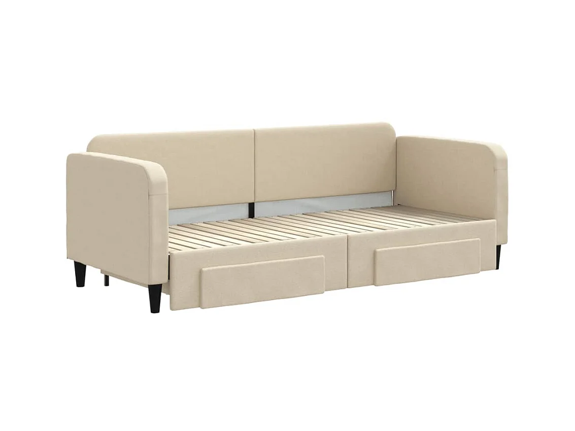 Cama nido - 80x200 cm con cajones tela color crema ES49880