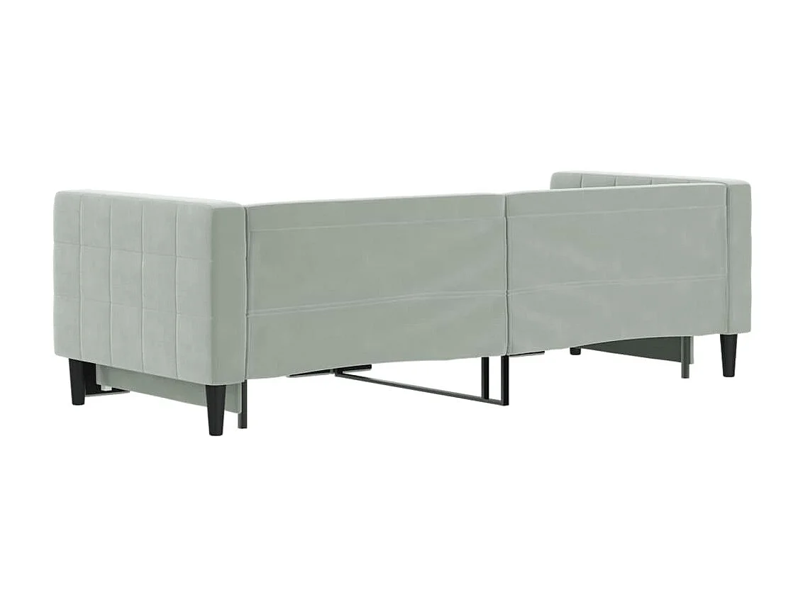 Lit gigogne gris clair 80x200 cm velours WVGQ1960