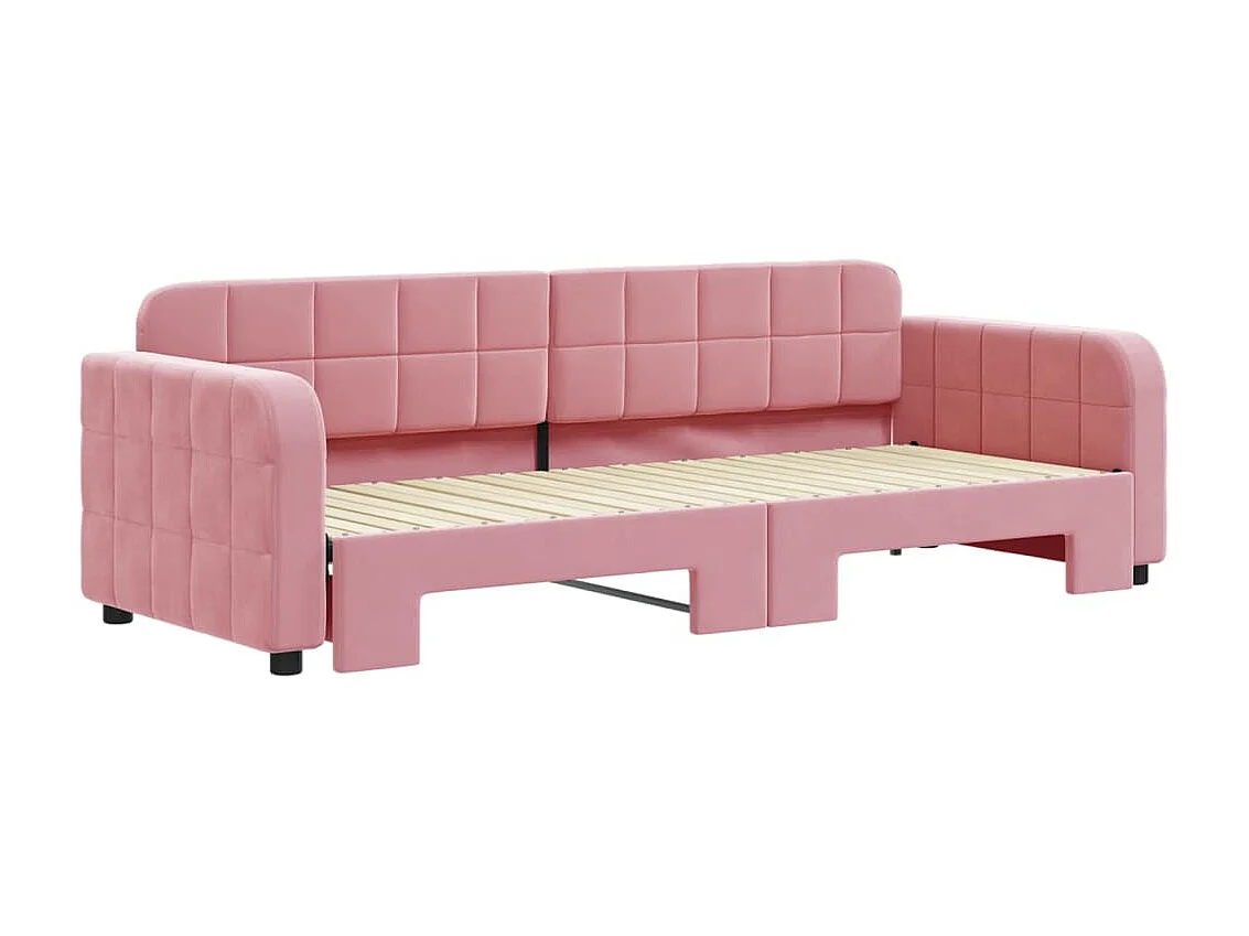 Sofá-cama 80x200 cm com gavetão veludo rosa PT834430