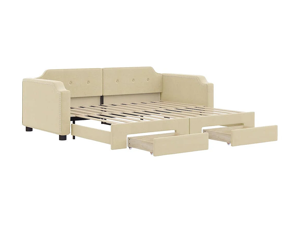 Cama dupla com gavetão e gavetas 100x200 cm tecido cor creme PT960978