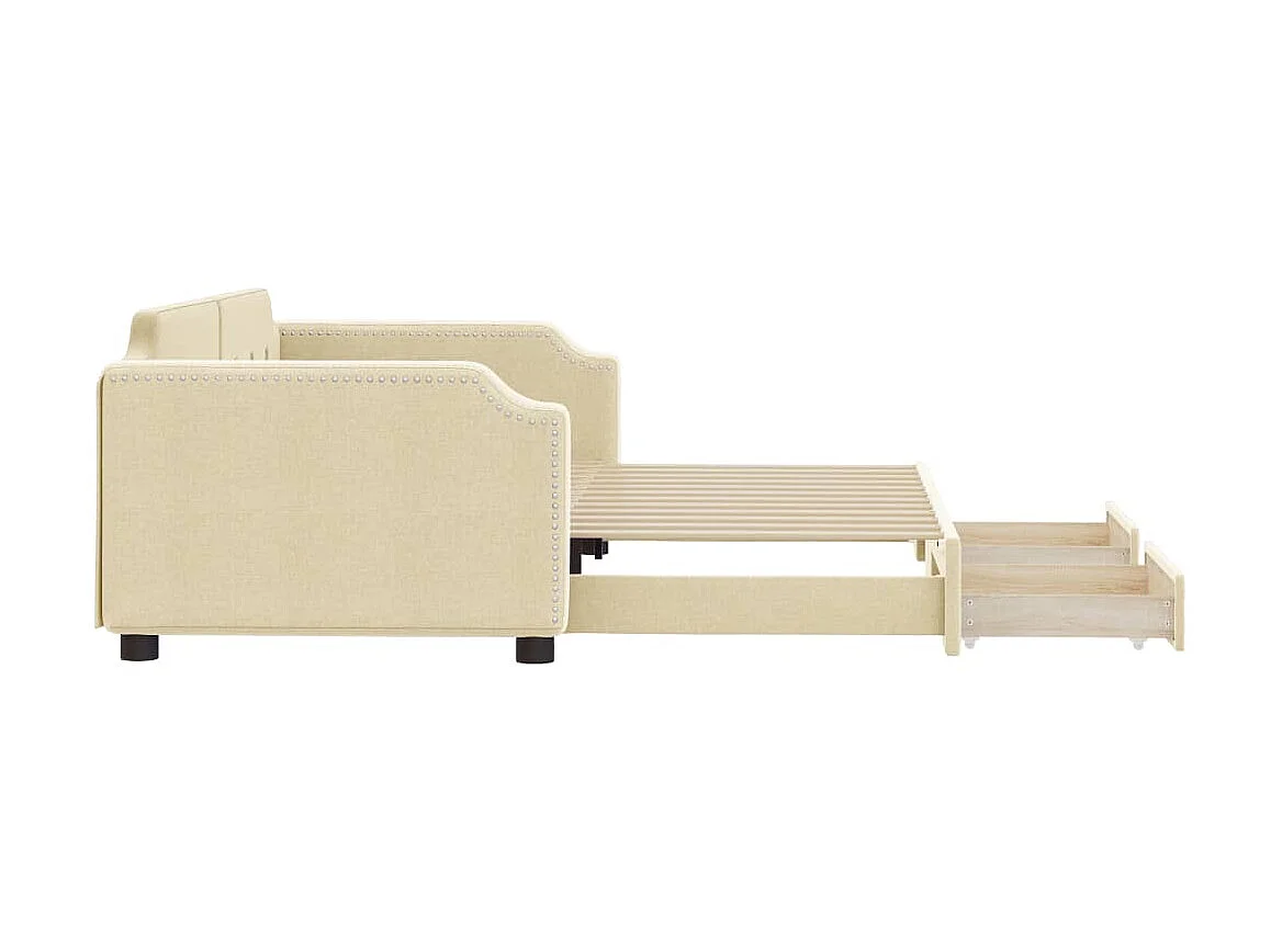 Cama dupla com gavetão e gavetas 100x200 cm tecido cor creme PT960978