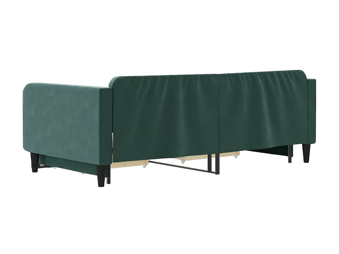 Lit gigogne et tiroirs vert foncé 100x200 cm velours ASW15824