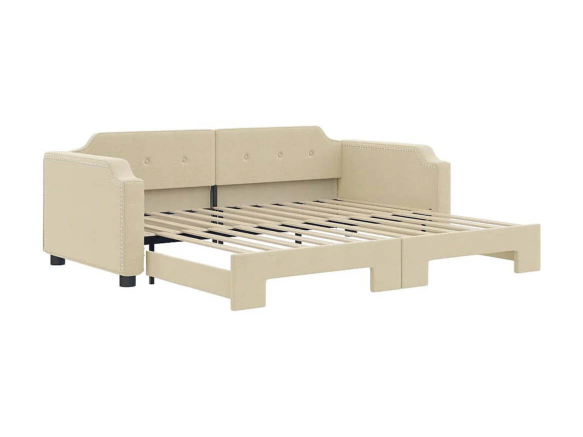 Lit gigogne crème 100x200 cm tissu WVGQ9014