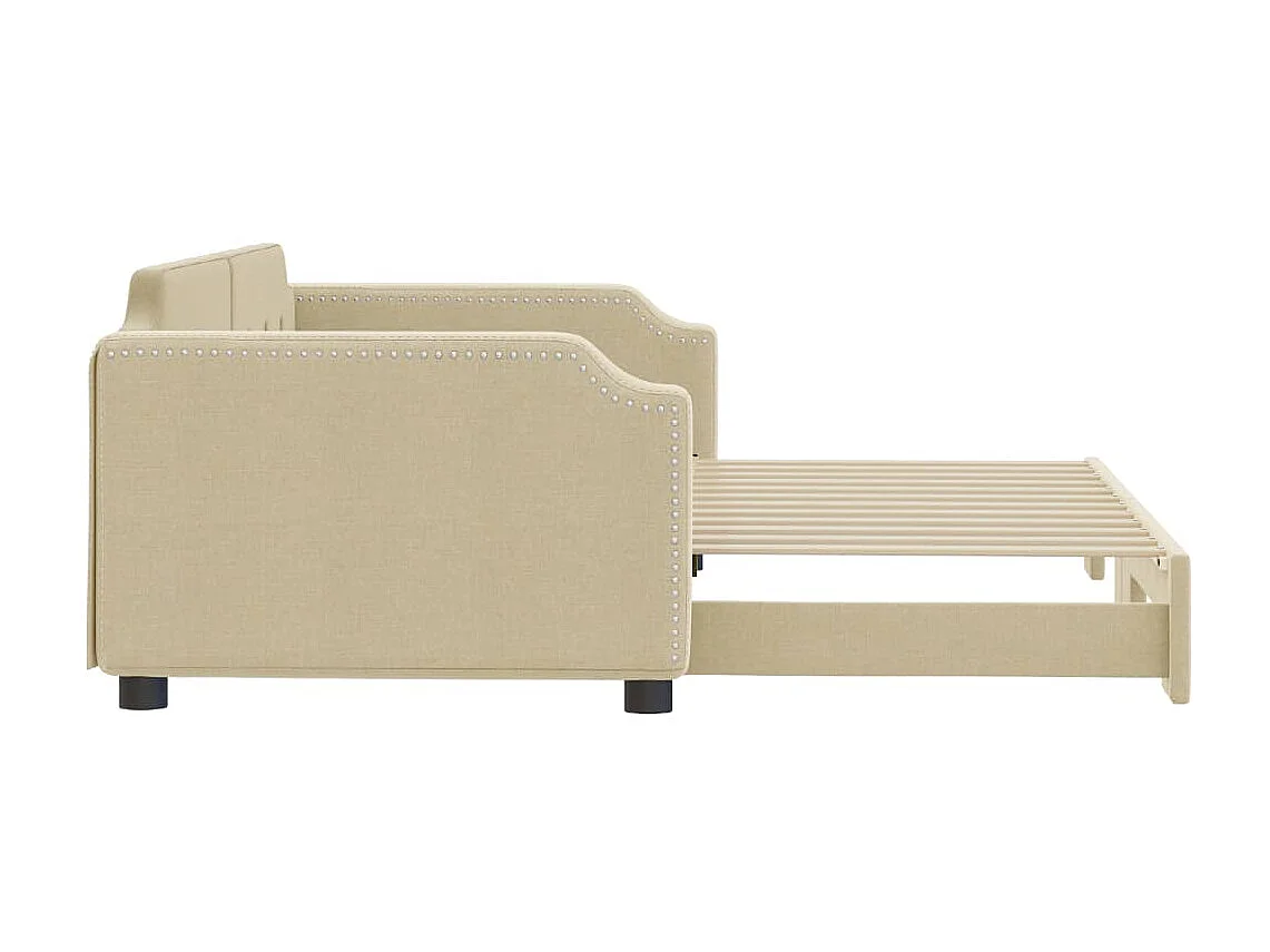 Lit gigogne crème 100x200 cm tissu WVGQ9014