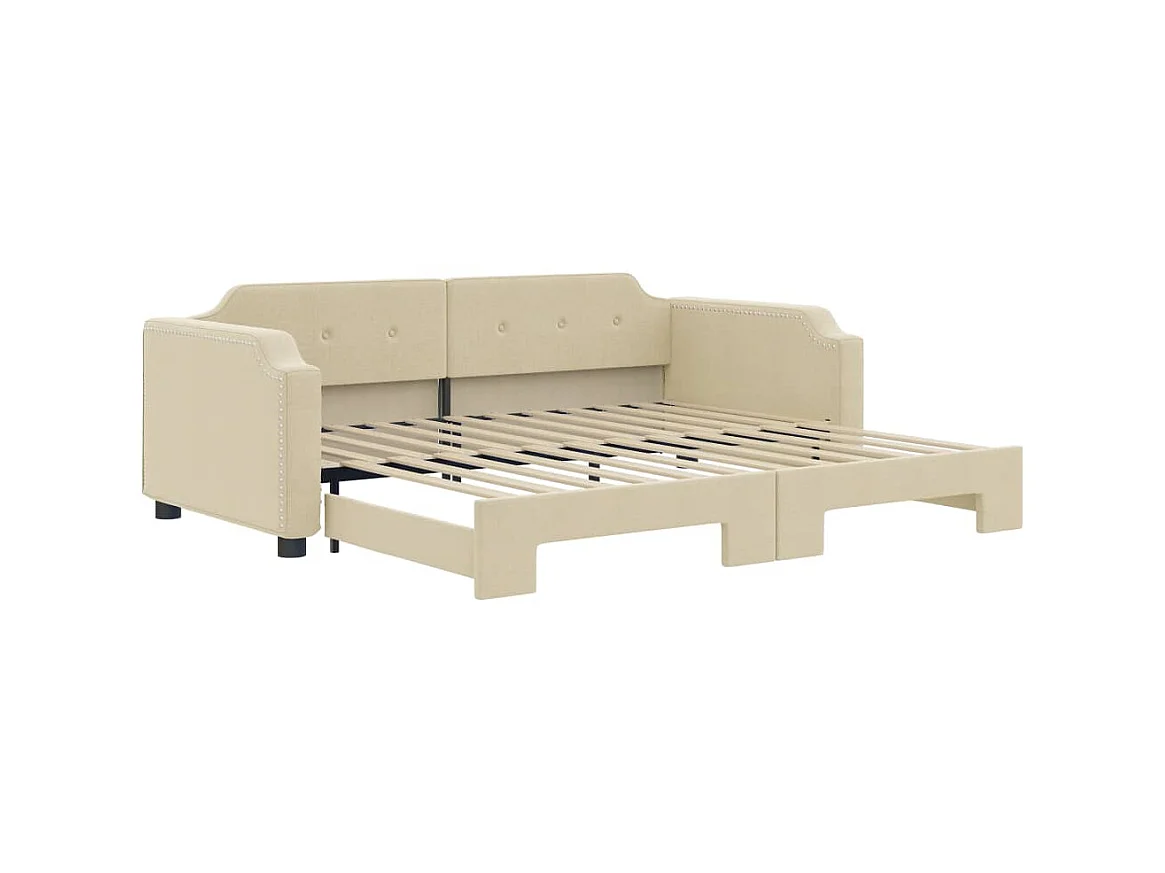 Tagesbett Ausziehbar,Ausziehbett Creme 100x200 cm Stoff -gkd57835