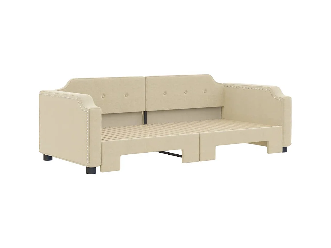 Tagesbett Ausziehbar,Ausziehbett Creme 100x200 cm Stoff -gkd57835