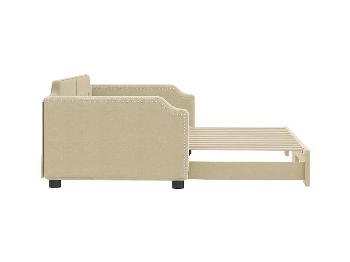 Tagesbett Ausziehbar,Ausziehbett Creme 100x200 cm Stoff -gkd57835