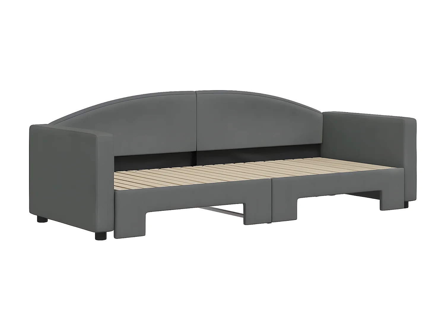 Cama dupla com gavetão 80x200 cm tecido cinzento-escuro PT542139