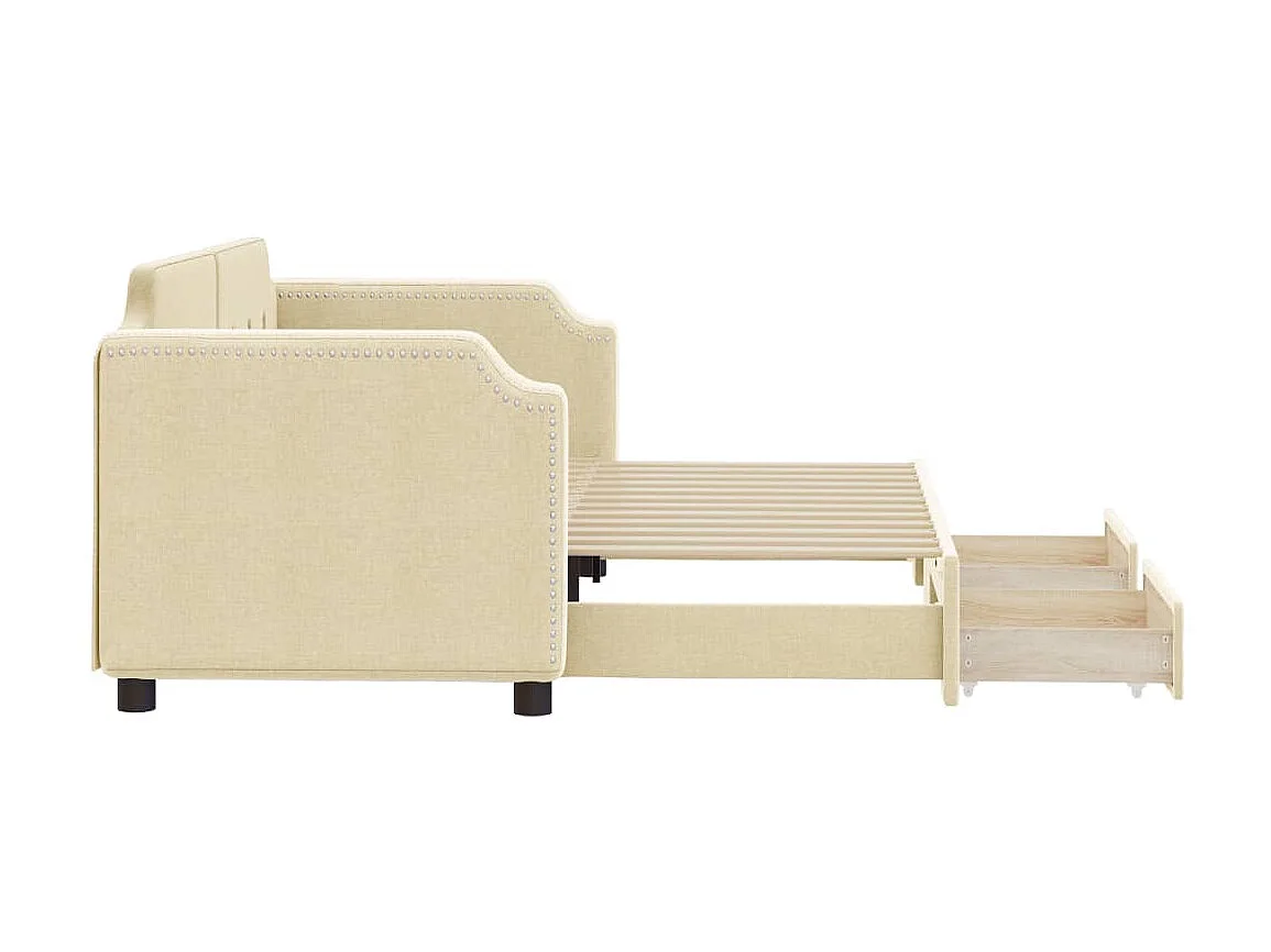 Cama nido - 80x200 cm con cajones tela color crema ES23749