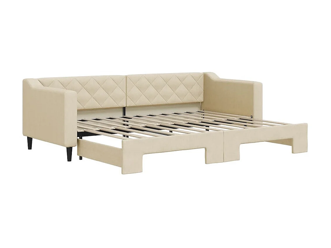 Sofá-cama 80x200 cm com gavetão tecido cor creme PT468644