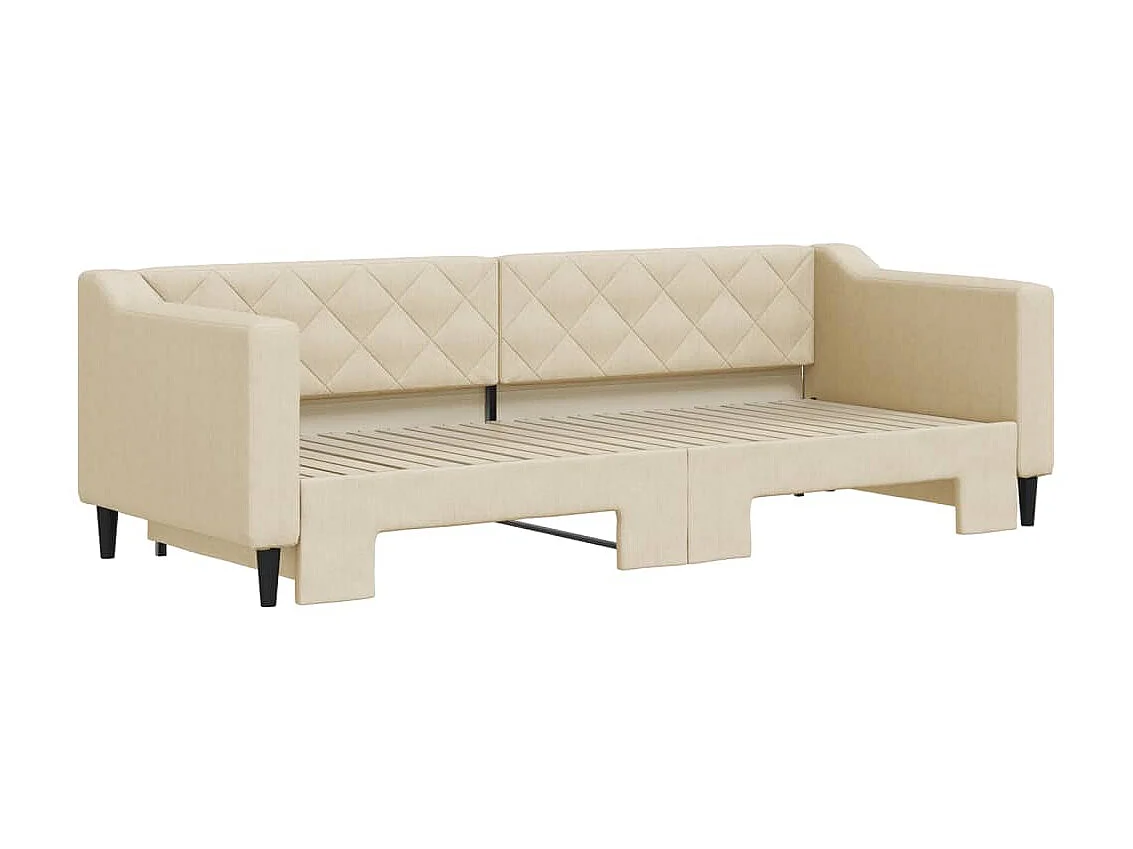 Sofá-cama 80x200 cm com gavetão tecido cor creme PT468644