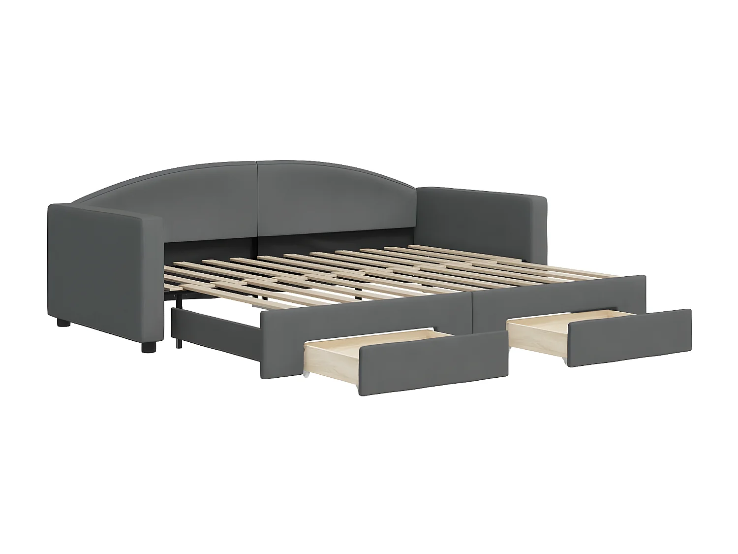 Cama dupla e gavetas 90x200 cm tecido cinzento-escuro PT295444
