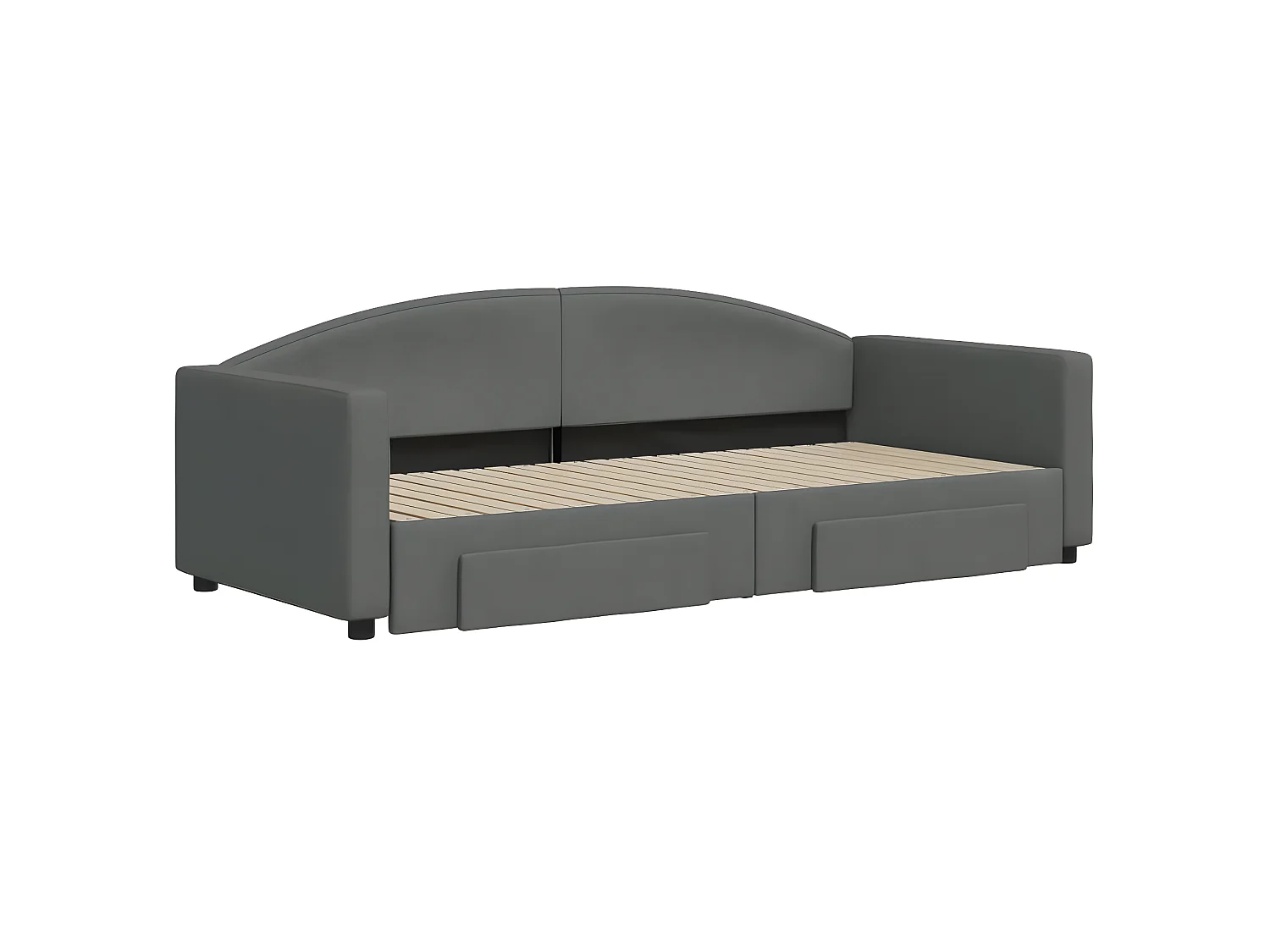 Cama dupla e gavetas 90x200 cm tecido cinzento-escuro PT295444