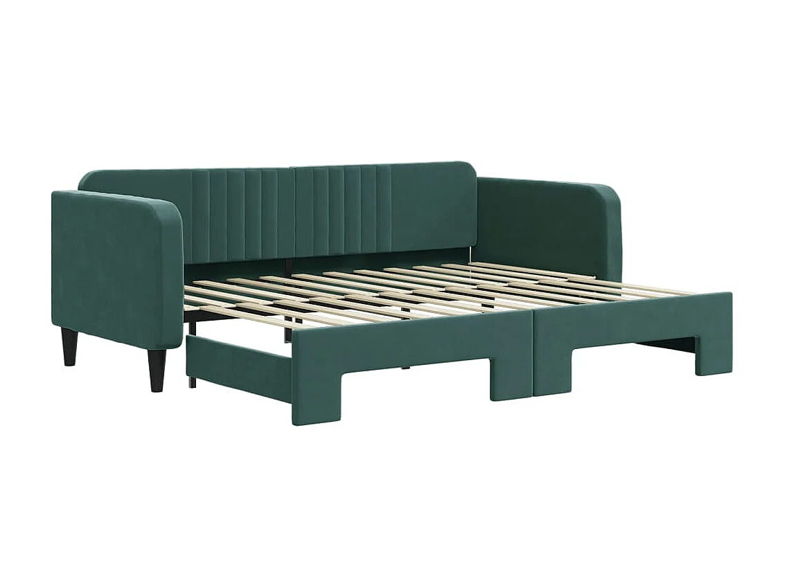 Cama nido - 90x200 cm terciopelo verde oscuro ES29954