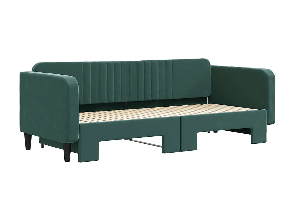 Cama nido - 90x200 cm terciopelo verde oscuro ES29954