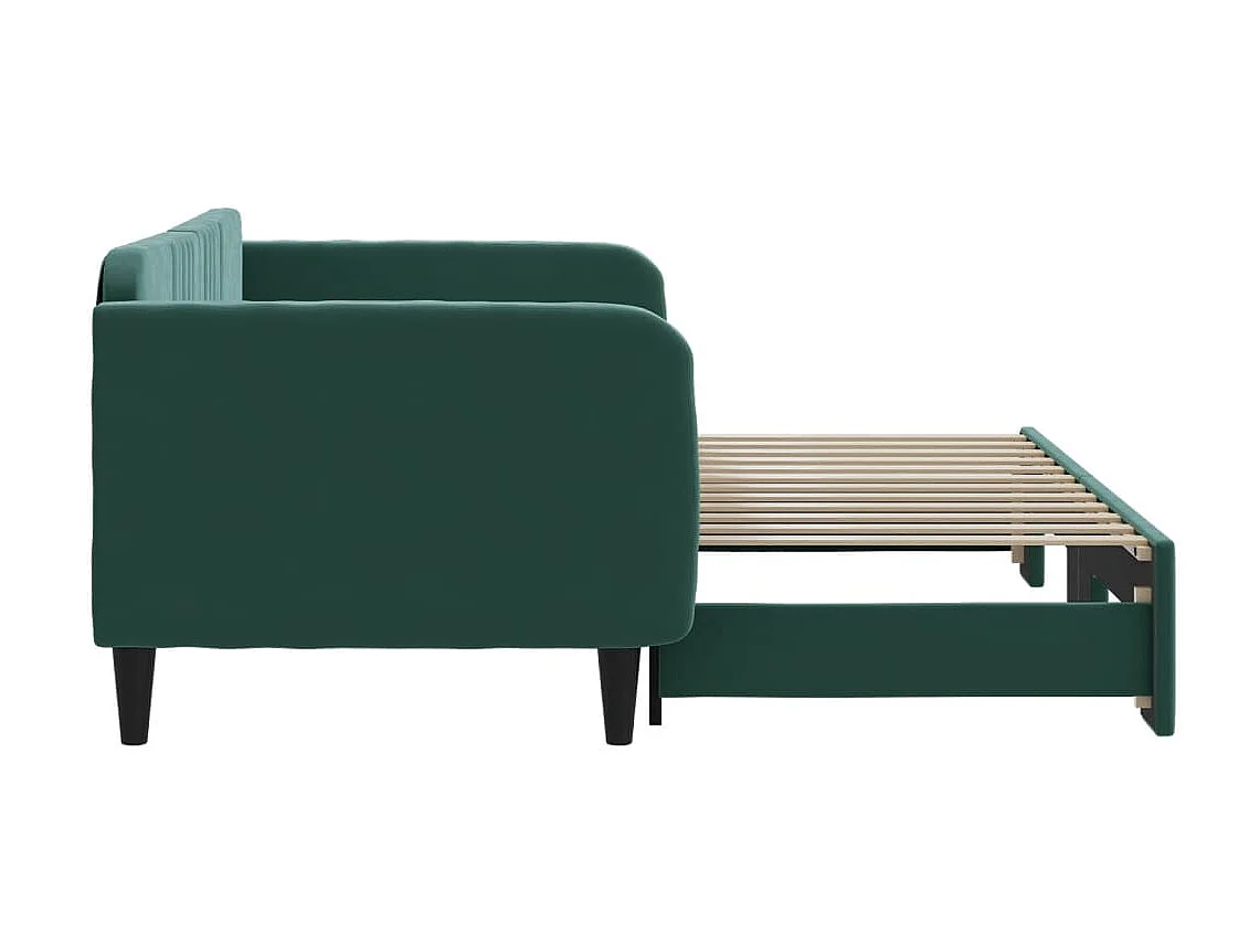 Cama dupla com gavetão 90x200 cm veludo verde-escuro PT906446