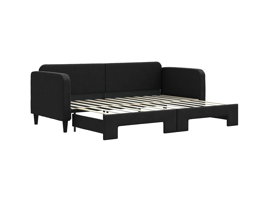 Lit gigogne noir 80x200 cm tissu WVGQ3019