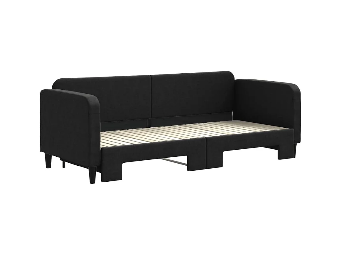Lit gigogne noir 80x200 cm tissu WVGQ3019