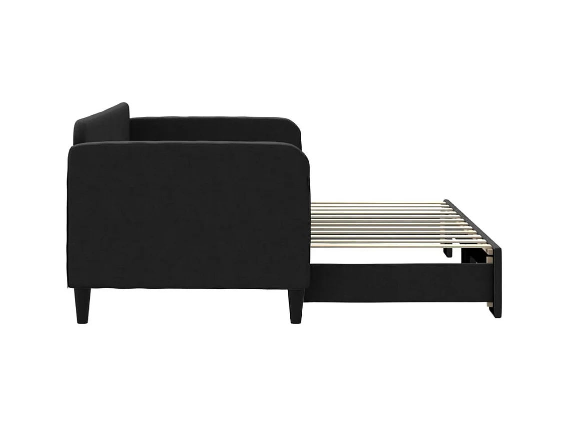 Lit gigogne noir 80x200 cm tissu WVGQ3019
