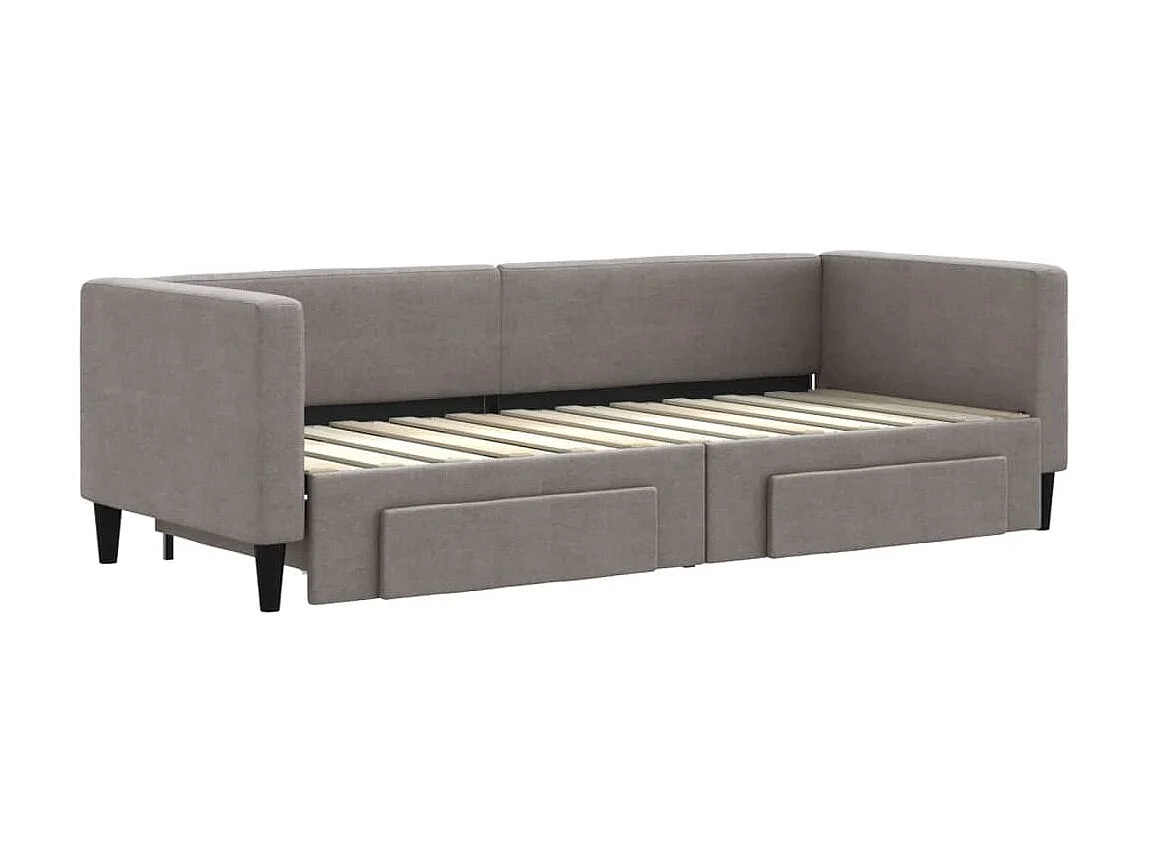 Sofá-cama 80x200 cm c/ gavetão/gavetas tecido cinza-acastanhado PT378526