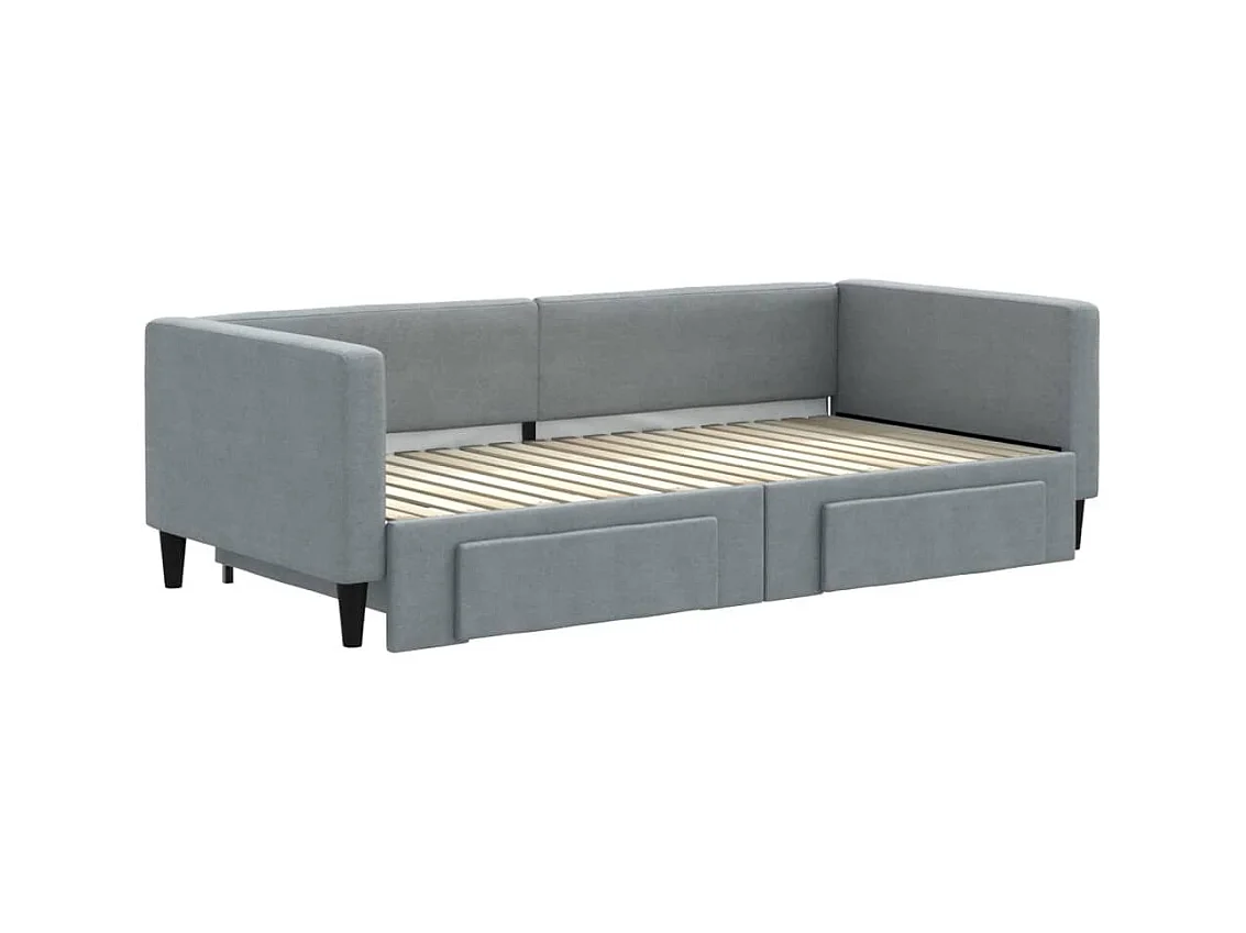 Slaapbank met onderschuifbed en lades 90x190 cm stof lichtgrijs NL23504