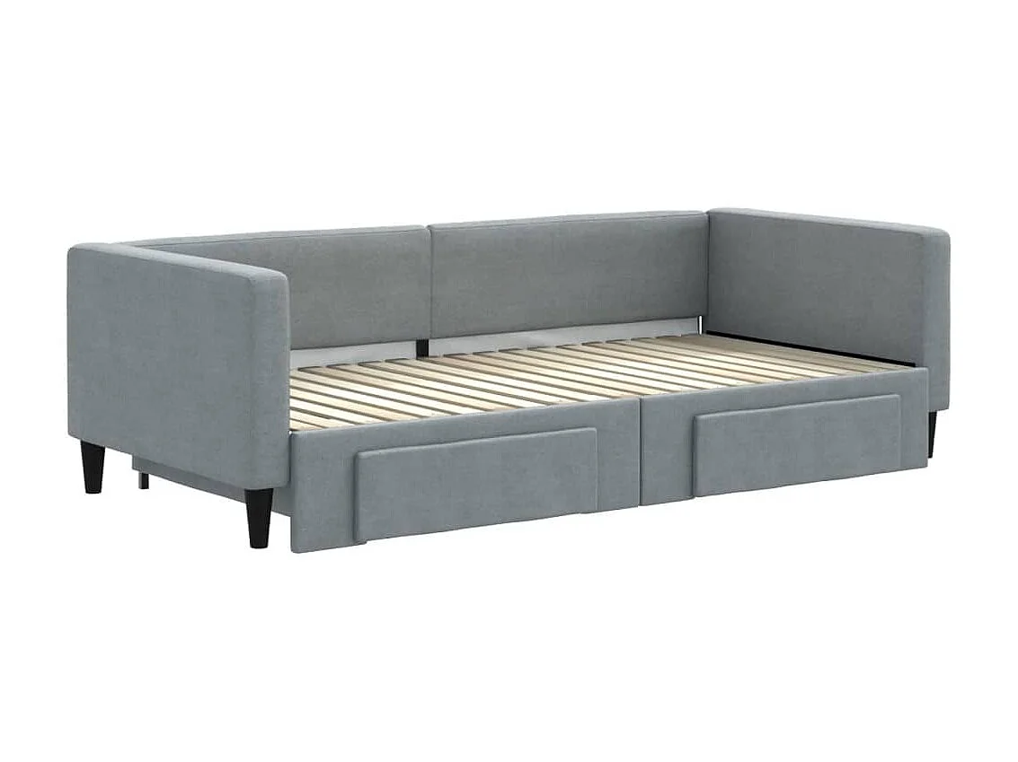 Slaapbank met onderschuifbed en lades 90x190 cm stof lichtgrijs NL23504