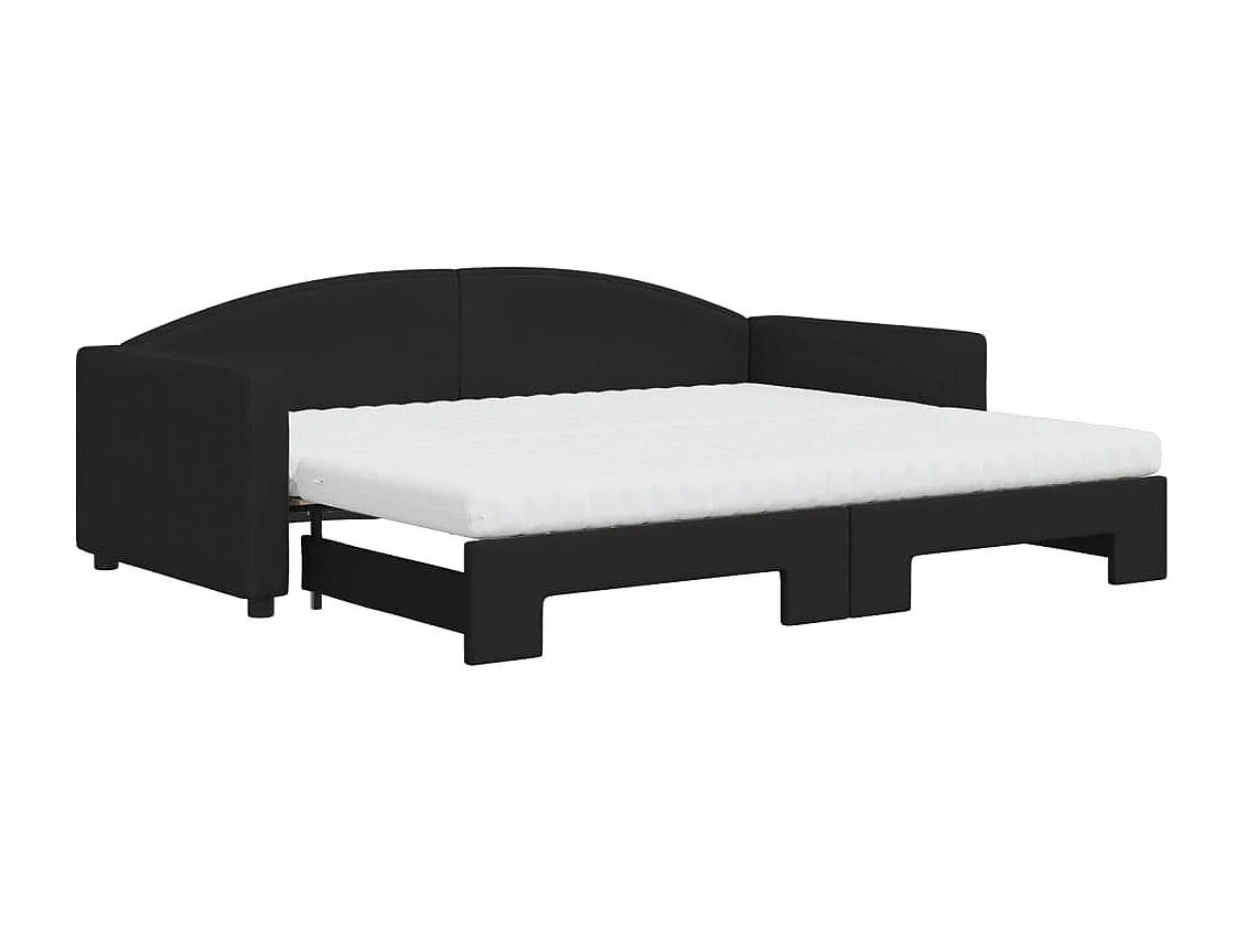 Cama dupla com gavetão e colchões 90x200 cm tecido preto PT268573