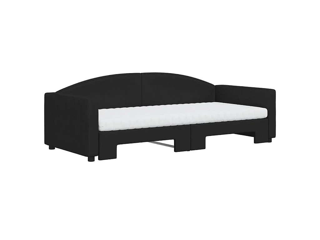 Cama dupla com gavetão e colchões 90x200 cm tecido preto PT268573