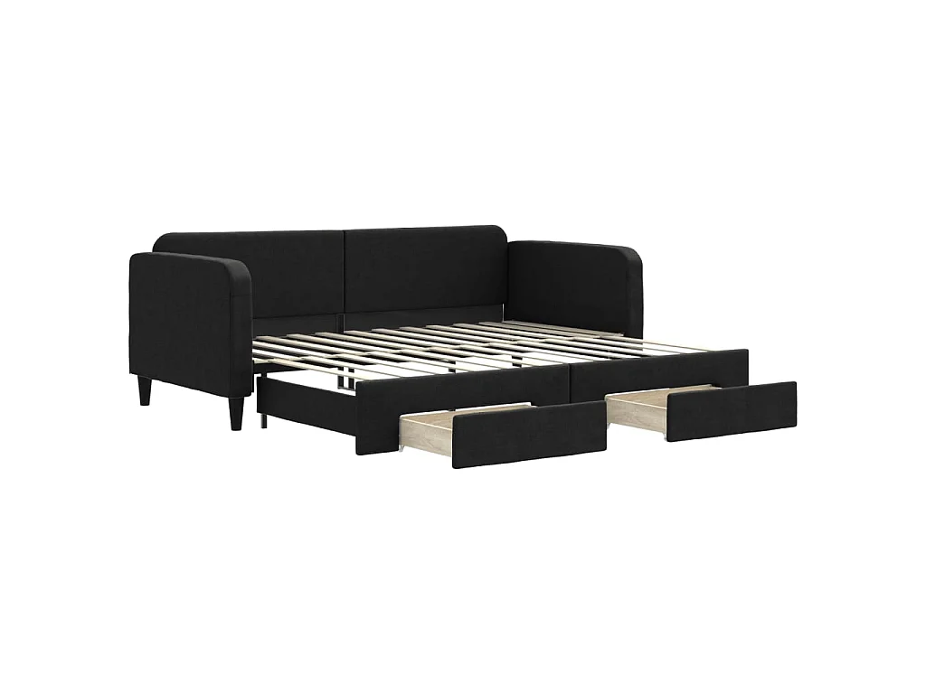 Cama dupla com gavetão e gavetas 90x200 cm tecido preto PT241623