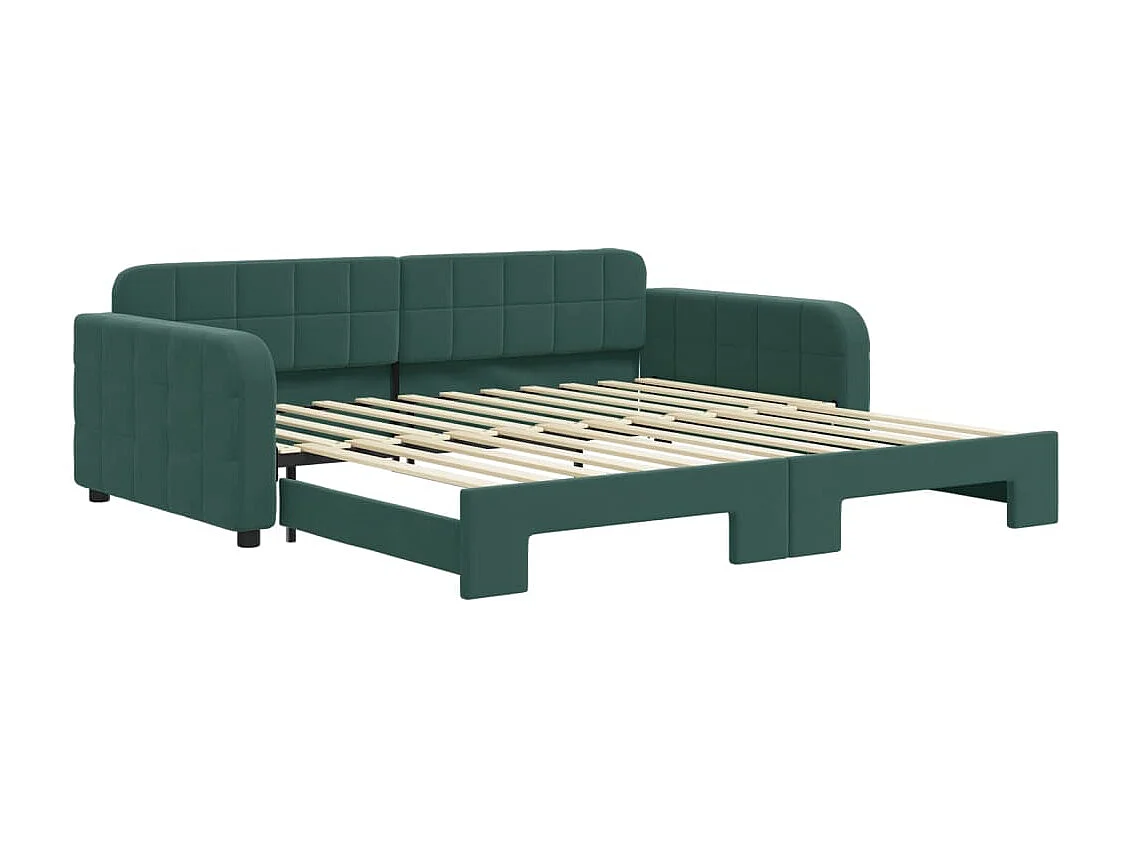 Lit gigogne vert foncé 100x200 cm velours ASW60530