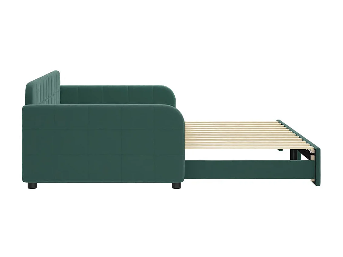 Lit gigogne vert foncé 100x200 cm velours ASW60530