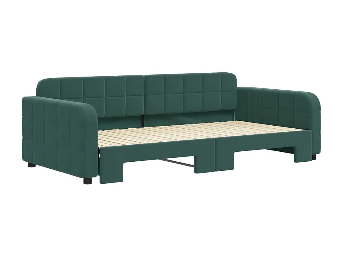 Lit gigogne vert foncé 100x200 cm velours ASW60530