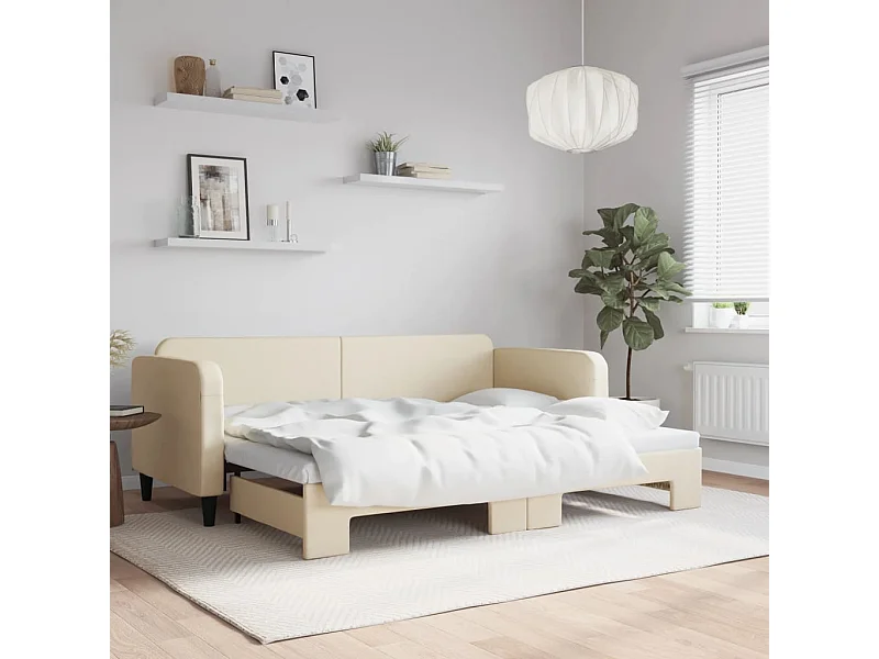 Lit gigogne crème 80x200 cm tissu WVGQ6537