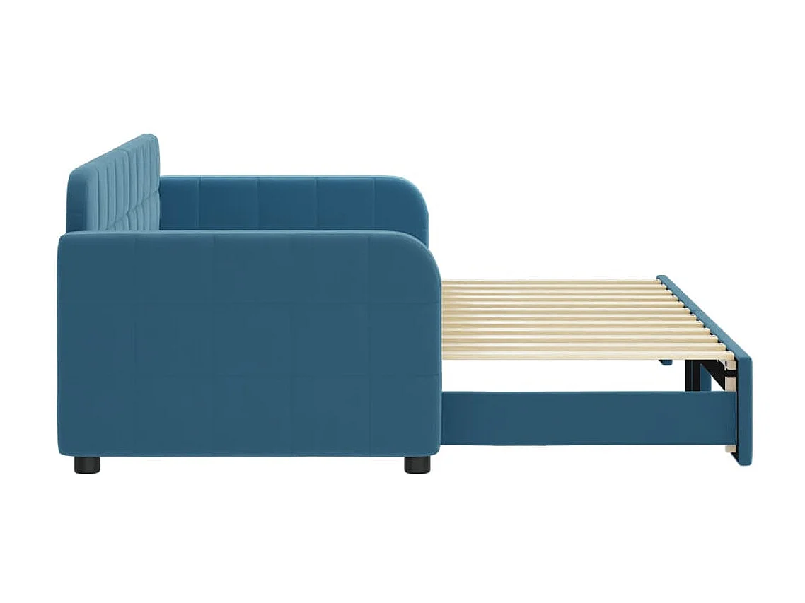 Lit gigogne bleu 80x200 cm velours WVGQ2455