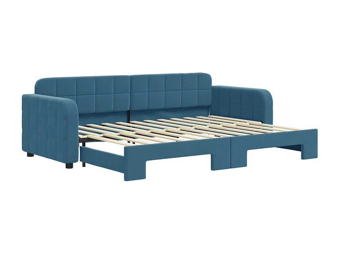 Sofá-cama 80x200 cm com gavetão veludo azul PT771502