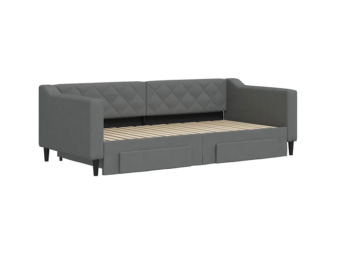 Tagesbett Ausziehbar,Ausziehbett mit Schubladen Dunkelgrau 90x190 cm Stoff -gkd62047