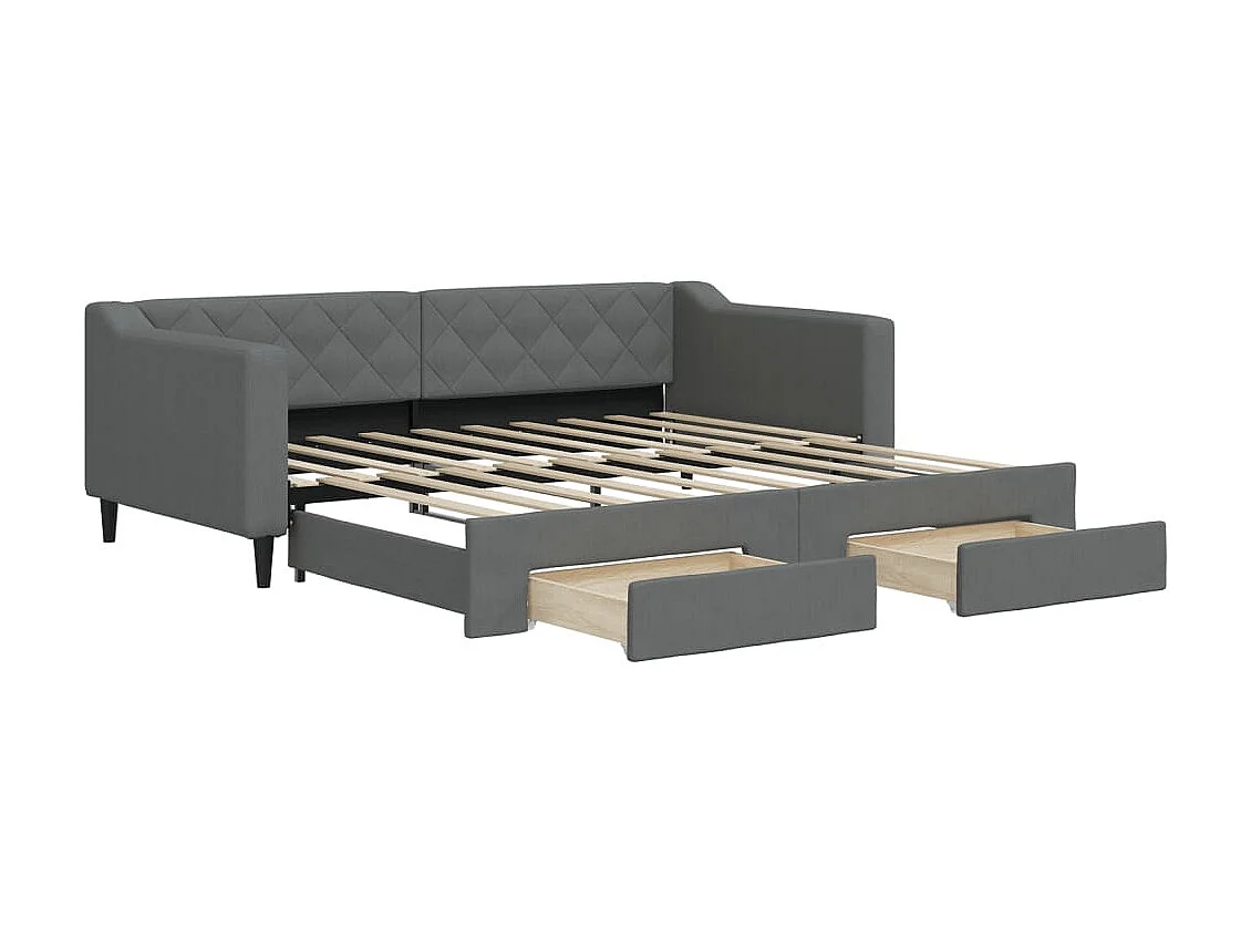 Cama nido - 90x190 cm con cajones tela gris oscuro ES24227
