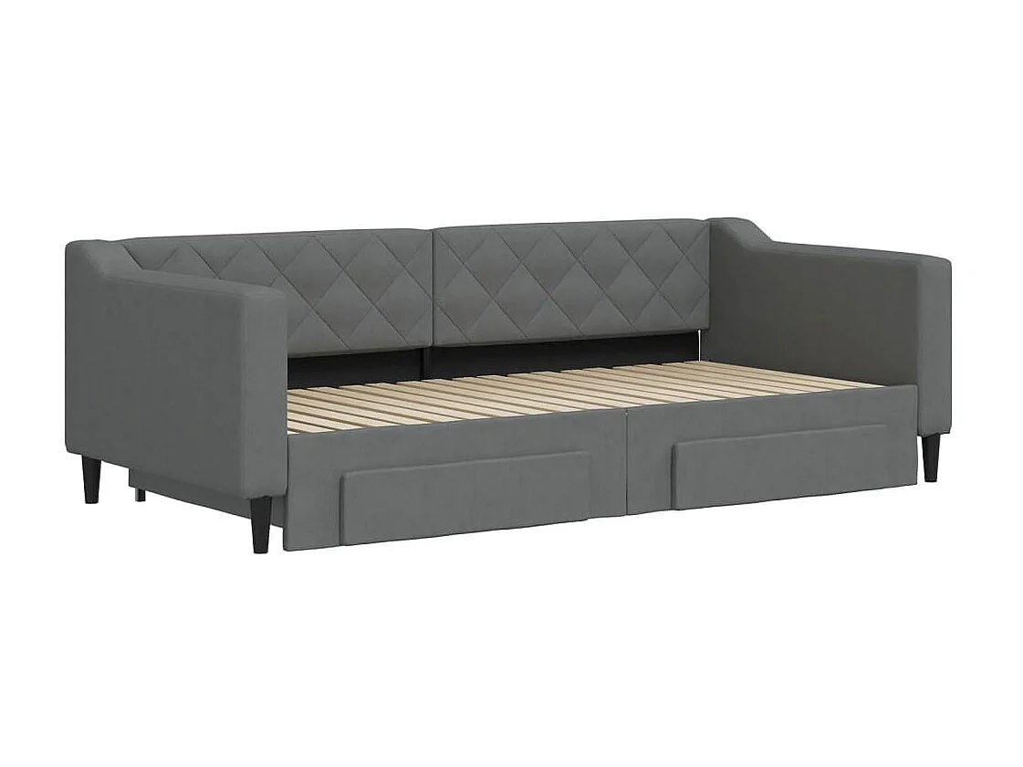 Cama dupla e gavetas 90x190 cm tecido cinzento-escuro PT605892
